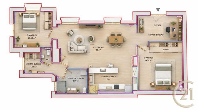 Appartement à vendre - 4 pièces - 96.84 m2 - GRUCHET LE VALASSE - 76 - HAUTE-NORMANDIE - Century 21 Cabinet Mariette